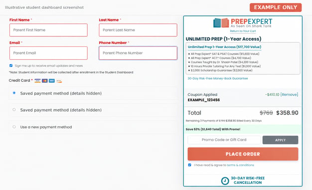 Illustrative Student Checkout Dashboard